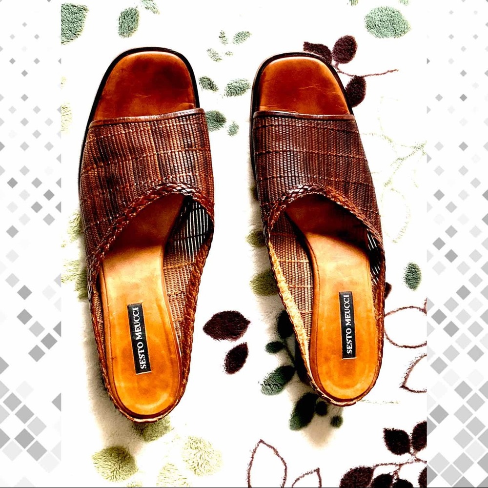 Sesto Meucci Brown Mesh Mules Size 12